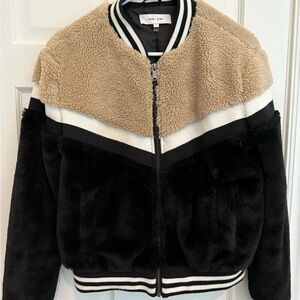 John + Jenn Black and Tan Teddy Jacket from Evereve.